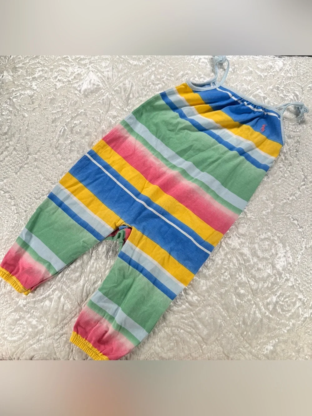 Ralph Lauren Baby/Toddler Striped Halter Romper in Blue, Green, Yellow, Pink